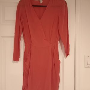 100% Mini Silk Dress in salmon